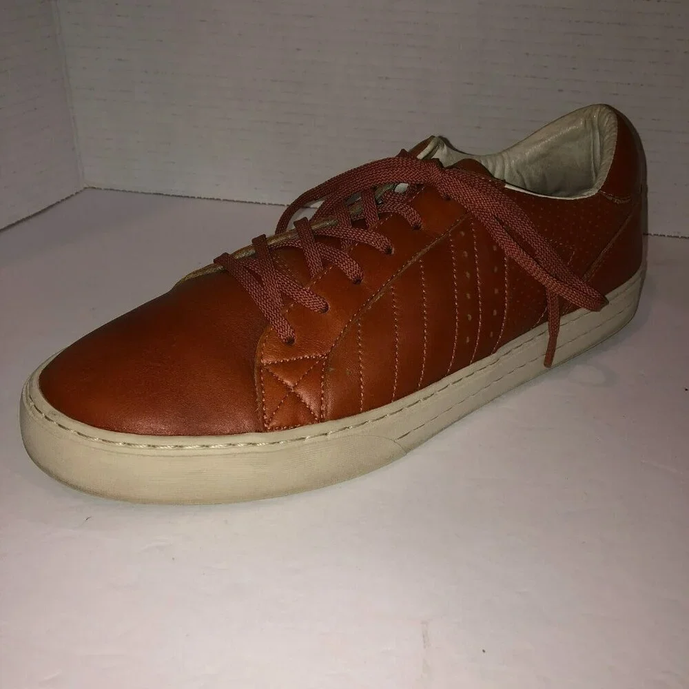 CLAE Diego Trainer Leather Lace Up Tennis Shoes Size 13 Caramel Brown Sneakers